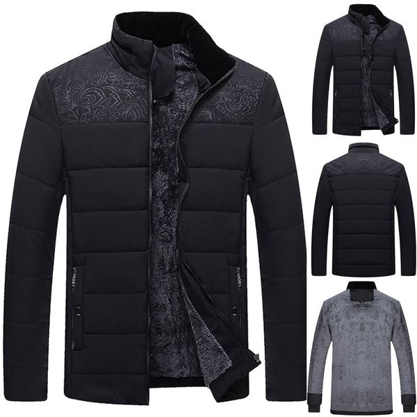 

chaqueta hombre jaqueta masculino winter coat men's autumn winter casual print thicken jacket long sleeved coat casaco abrigo, Black