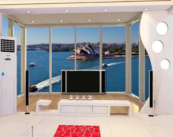 

balcony landscape wallpapers blue lake 3d murals wallpaper for living room