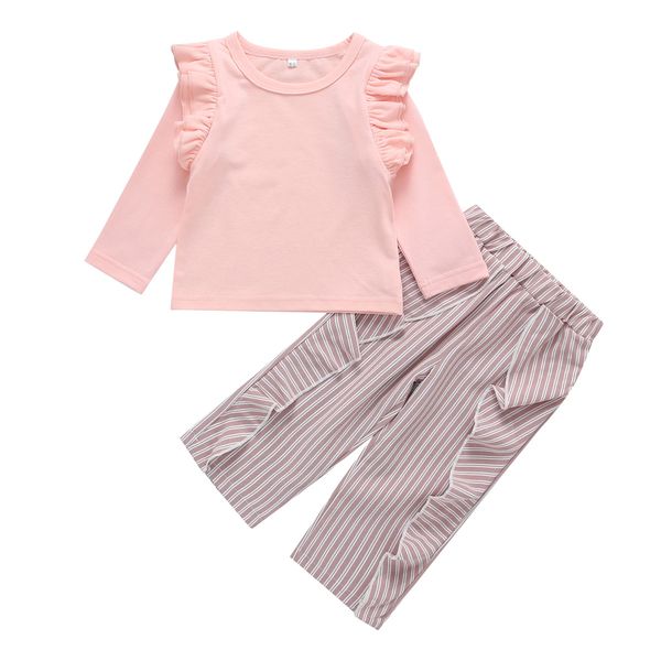 

baby girls 2 pieces pants set little girls cotton outfits clothing set, White