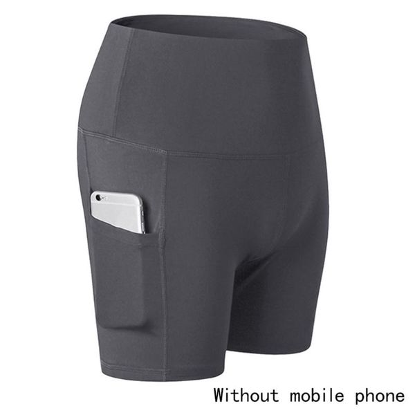 

high-waist pocket yoga shorts abdomen exercise running shorts ladies yoga pants quick-drying elastic fitness 3 points, White;red