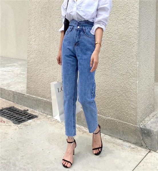 

hzirip 2020 new summer vintage blue harlan carrot jeans pants loose high waist denim pants work jeans trousers plus size