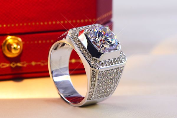 3ct sólido 925 prata esterlina aniversário de casamento moissanite sona anel de diamante banda de noivado moda jóias presente das mulheres dos homens