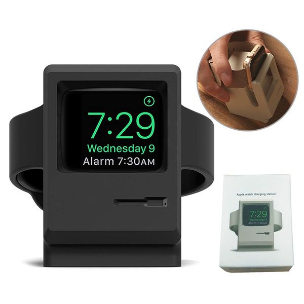 

Retro Macintosh Silicone iWatch Charger Holder Charging Stand for iWatch Series 4 3 2 1 38 42 mm Cord Holder Charging Docking Station