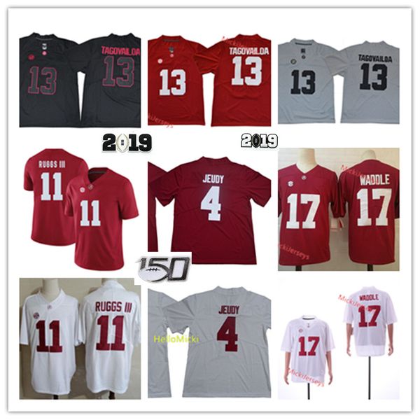 

mens alabama crimson tide jaylen waddle football jersey #13 tua tagovailoa jersey #4 jerry jeudy #11 henry ruggs iii alabama jersey, Black