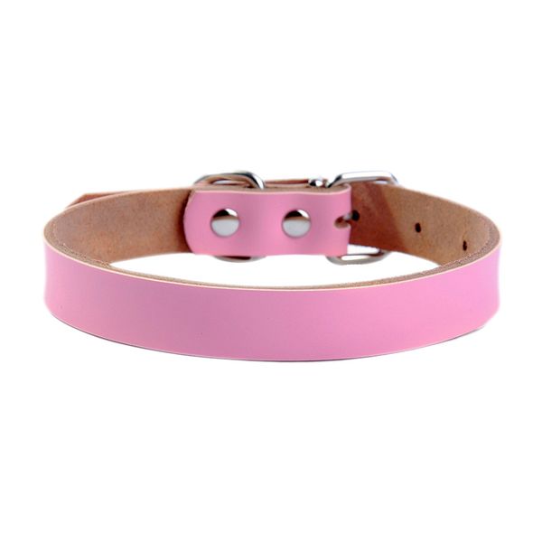 

adjustable pet collar solid color casual minimalist style puppy anti-lost logo necklace collier en cuir de chiot#a