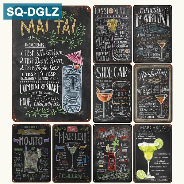 2019 Sq Dglz New Martini Mojito Cocktail Menu Tin Sign Bar Wall