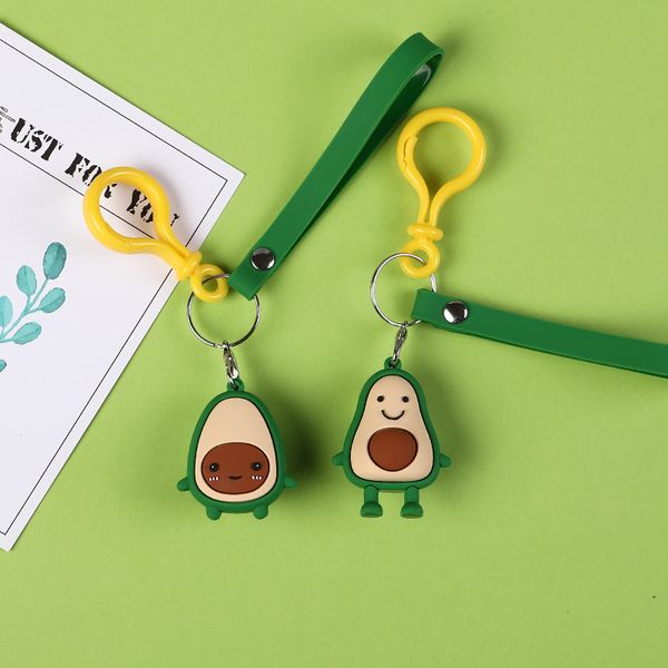 

2019 cute cartoon fruit avocado doll keychain silica gel keyring women car bag pendant belt trinkets key chains beast gifts, Silver