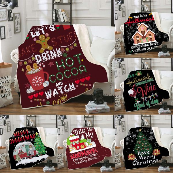 

8 kinds of christmas tapestry blanket carpet bedding quilt nap sofa travel kids double winter wool square blanket dhl delivery xd22183