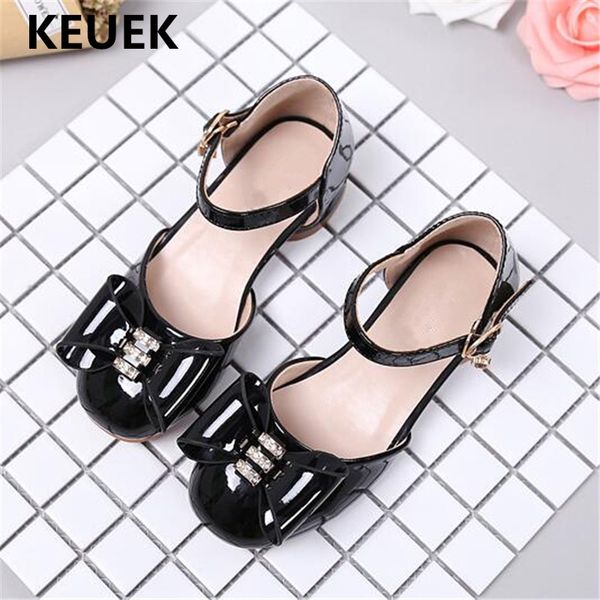 

new children princess shoes dress school performance student baby leather shoes girls toddler high-heeled kids 02c, Black;grey