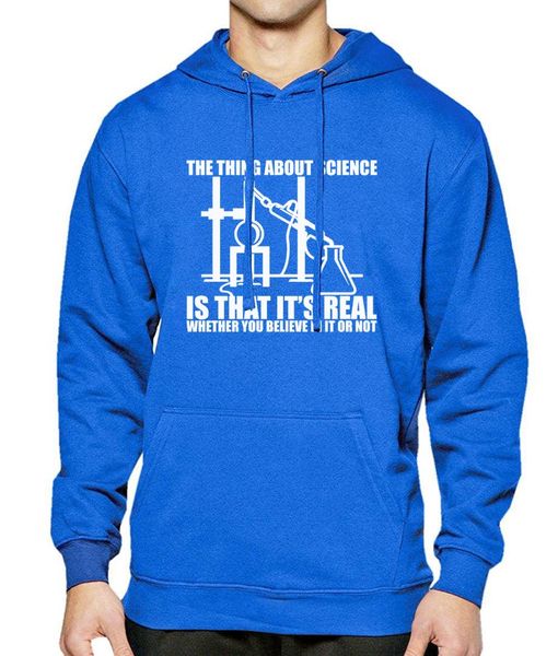 

science real believe or not funny print hoody men 2017 spring winter fleece sportsman wear fashion tracksuits harajuku hoodie, Black