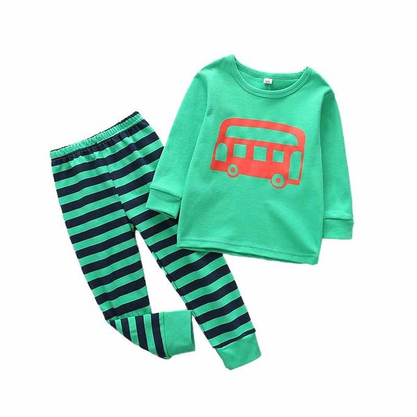 

spring and autumn children's cute car stripe cotton set, Blue;red