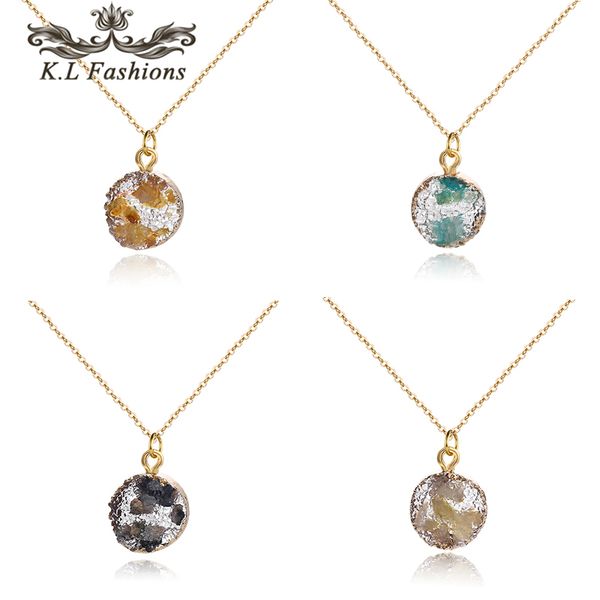 

new arrival round druzy resin stone pendant choker necklace for women fashion gold adjustbale chain necklace fashion jewelry gift, Silver