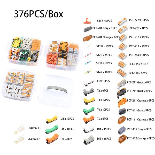 Freeshipping 158/376 PCS Mixed PCT-412-212-218- 222 Compact Wire Wiring Connector Leiter Terminal Block Schnellanschlüsse SPL-2 3