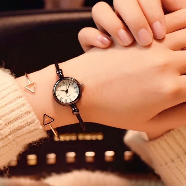 

vintage style women's bracelet watches women simple bangles watch ins girl rome open bracelet watch for women bayan kol saati, Slivery;brown