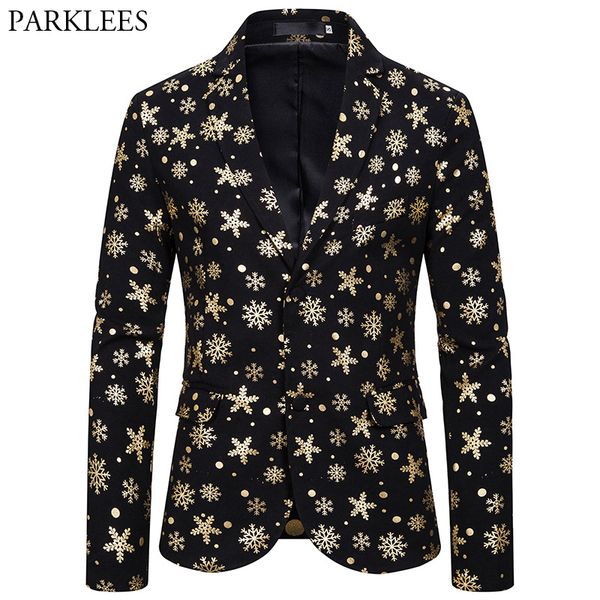 

christmas men blazer bronzing snowflake blazers men two button single breasted mens suit jacket new year party blazer masculino, White;black