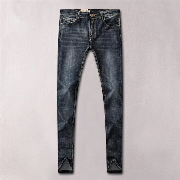 

fashion men's straight denim jeans trousers slim casual pant skinny 2020 fashion mens designer jeans denim slim pencil jean, Blue