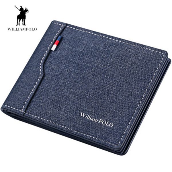 

williampolo men's wallets small wallet men denim purse holder coin purse leisure driver license wallet card holder, Red;black