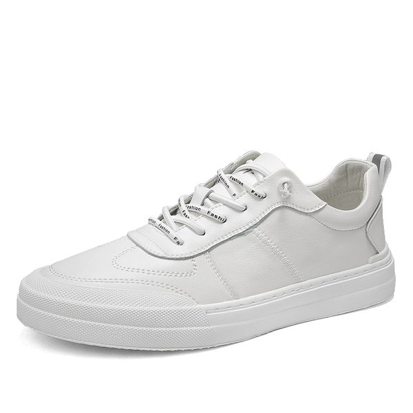 

2020 Men's Leather Sneakers Male Fashion Flats Shoes for Men Vulcanized Shoes Round Toe Casual Shoes Men White Daily Footwear %