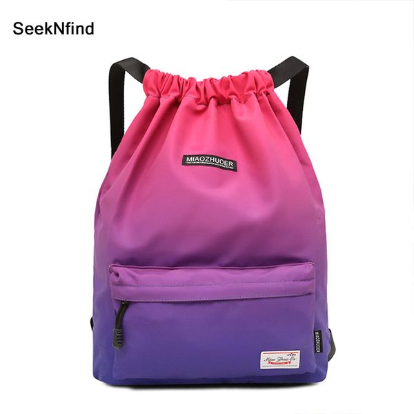

waterproof gym bag women girls sports bag travel drawstring outdoor backpack for training swimming fitness bags softback