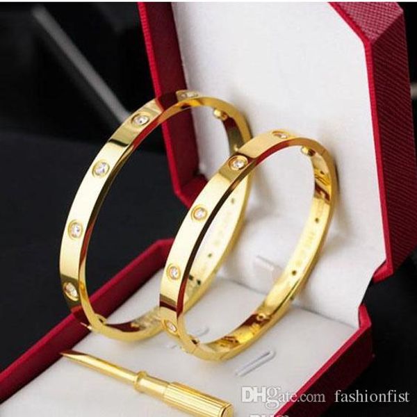 

Titanium teel love bracelet ilver ro e gold bracelet bangle women men crew crewdriver bracelet couple jewelry with original bag