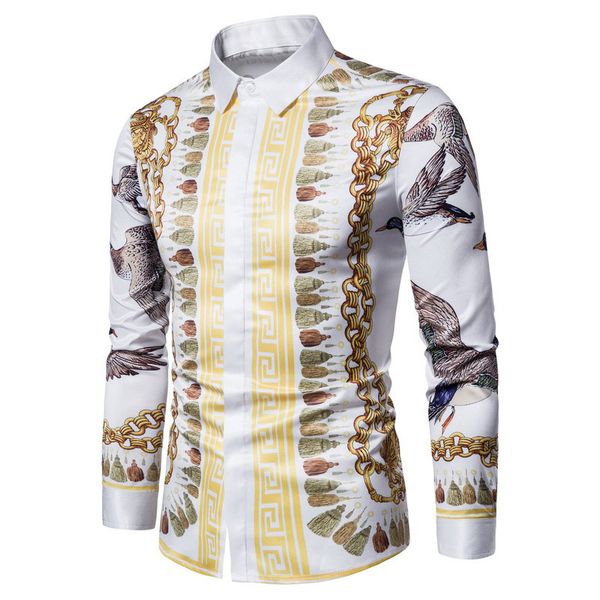 

men's designer shirt medusa shirt european and american fashion long-sleeved shirt men korean slim personality trend flower shirts, White;black