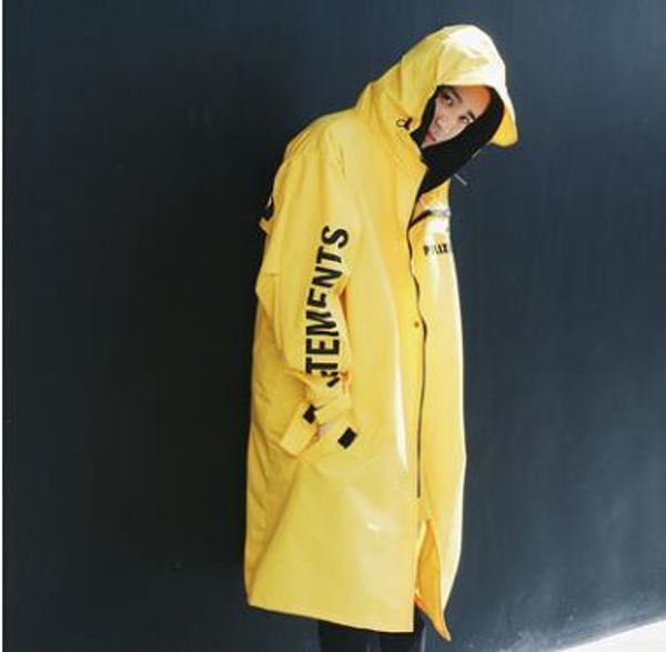 

new men's vetements rain coat kanye west bomber jacket streetwear long hoodies men hip hop windbreaker oversized brand clothes, Black;brown