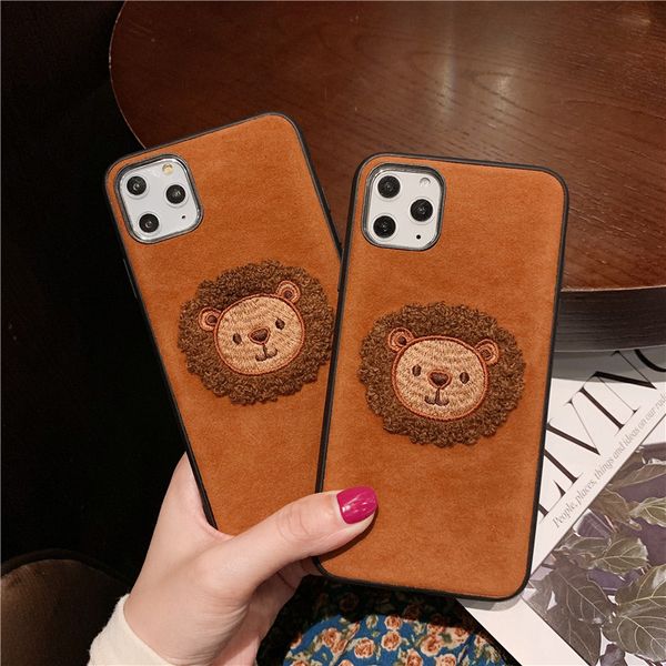 

embroidery stitch lion cell phone case cover for iphone 11 pro max xs max xr xs x 7 8 plus