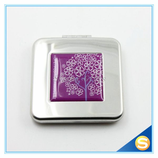 

stainless steel custom logo metal square pocket mirror