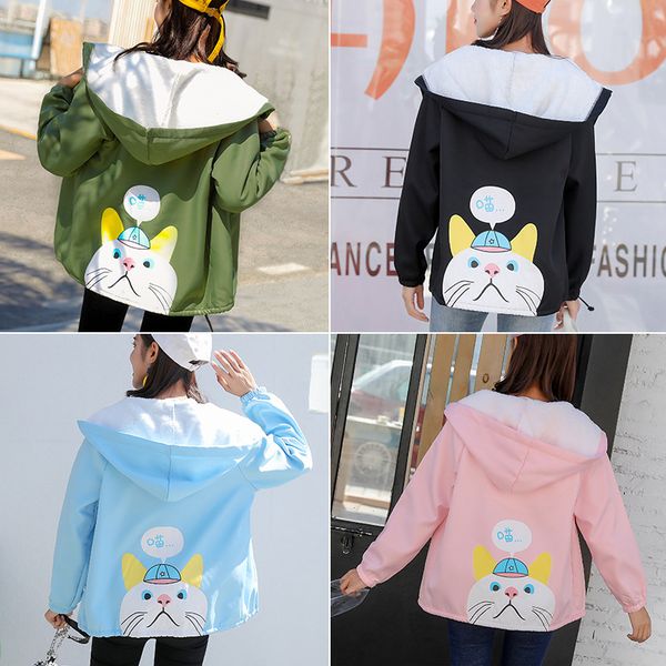 

p shoot brushed and thick autumn and winter new style ins super fire coat women's harajuku-style students korean-style loose, Blue;black