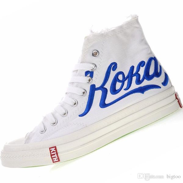 

2019 new hococal three party consortium kith coca 1970s cola high canvas classic 1970s cola crystal sole casual shoes size 35-44, Black