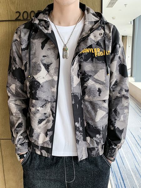 

red personalized camouflage jacket men's fashion brand new autumn and winter hooded jacket men's youth clothes man warm handsome j, Black;brown