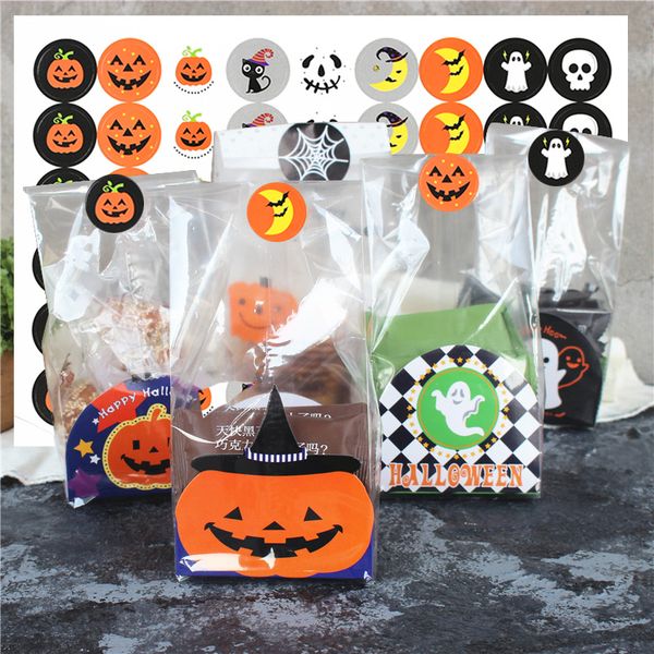 

gift wrap pumpkin ghost round sealing label sticker halloween party diy candy baking packaging bag stickers