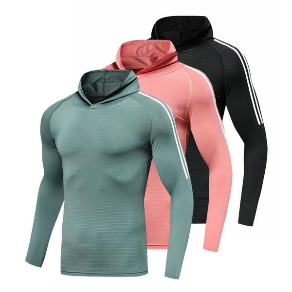 

new quick drying t-shirt running men's sports shirt bodybuilding compression long sleeve fitness men's fitness t shirt, Black;blue
