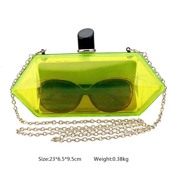 

new transparent bag with one shoulder diagonal chain dinner bag
