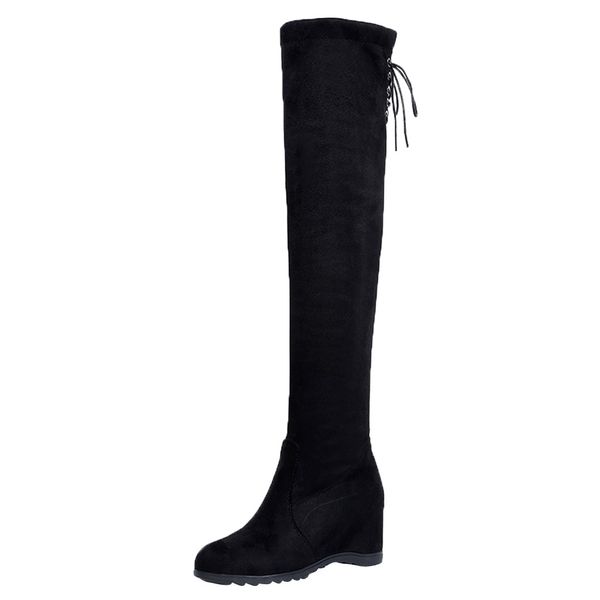 

knee high boots for women fashion over knee boots women increased over elastic stretch platform shoes motorcycle 19aug8, Black