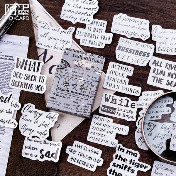 

46 pcs/box english newspaper decorative stickers adhesive sticker diy decoration craft scrapbooking lifelog stickers stationery