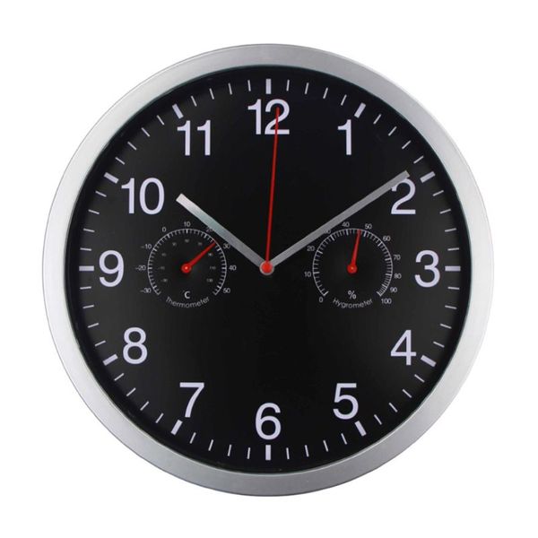 

3 in 1 silent quartz wall clock quiet sweep movement hygrometer no-ticking home art decor watch relogio de parede