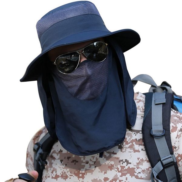 

hiking caps men women quick dry 360 degree sunshade uv protection removable face mask ear neck cover outdoor fishing sportswear, Black;white