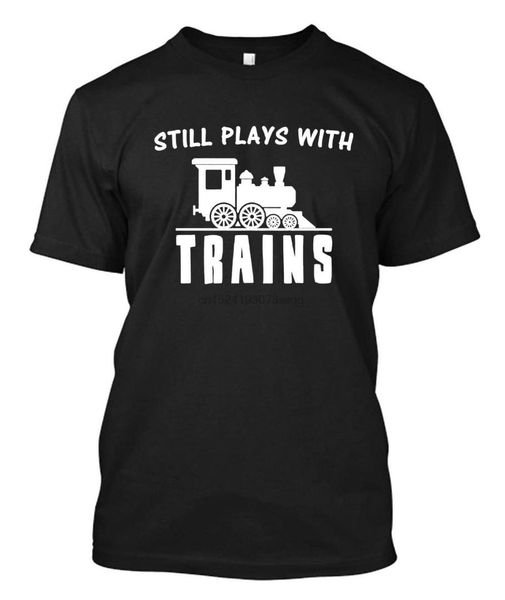 

still plays with trains - custom t-shirt tee, White;black
