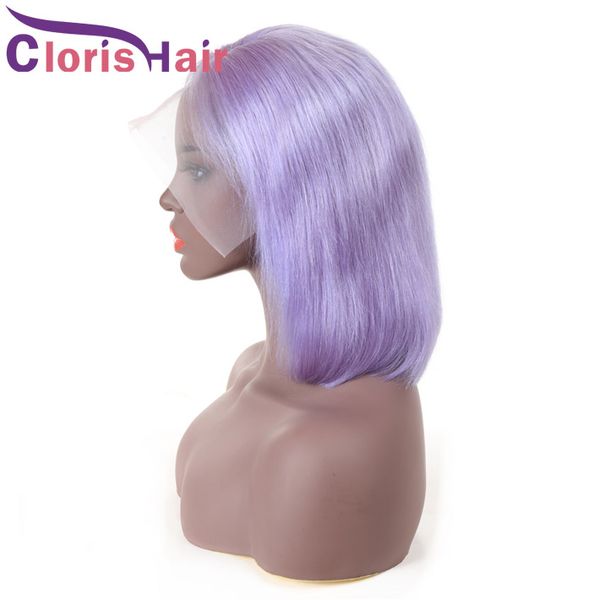Colored Purple Human Hair Bob Wig 150 Density Pre Plucked Short