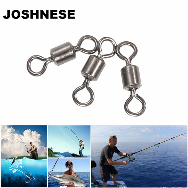 

joshnese 100pcsfishing swivels ball bearing rolling swivel solid rings fishing hook connector accessories,5 size