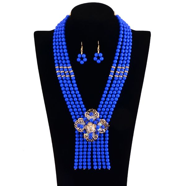 

african beads jewelry set gifts for women dubai jewelry sets birdal necklace and earring set, Silver