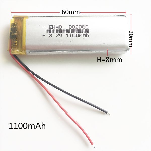 Model 802060 3.7 V 1100 mAh Lityum Polimer Li-Po Şarj Edilebilir Pil Li hücreleri Için DVD PAD Tablet PC Güç bankası cep telefonu GPS