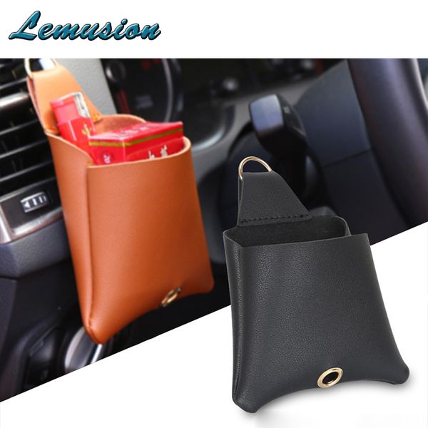 

car-styling 1x car leather mobile phone pocket accesories air outlet storage bag for hyundai i30 206 307 c4 c5