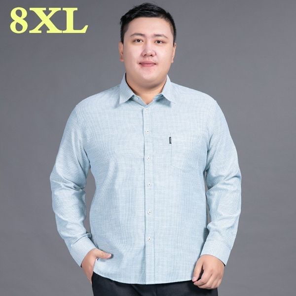 

new autumn 8xl 7xl 6xl 5xl fashion brand men clothes men long sleeve shirt plaid cotton casual shirt social plus size, White;black