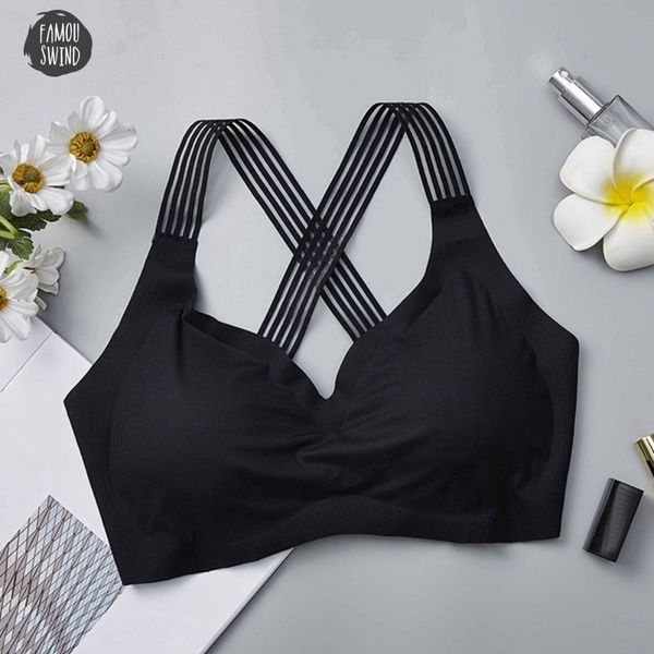 

women women bra wireless strap seamless underwear beauty push up back push up bras cross fitness back womens underwear, Red;black