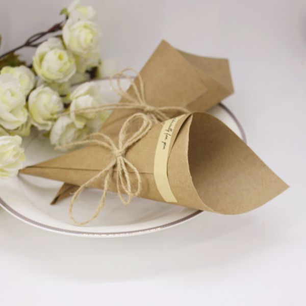 

50pcs music note pattern kraft paper cones bouquet candy bags boxes party decor