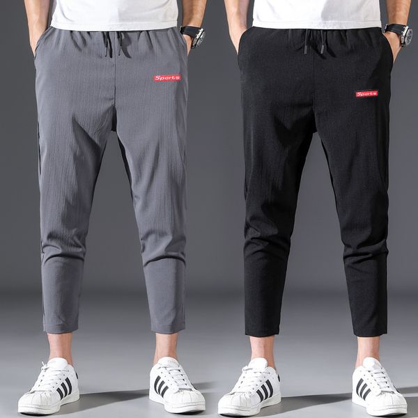 

mens designerfloor cropped chinos nan xiu xian sports quick-dry pants, Black