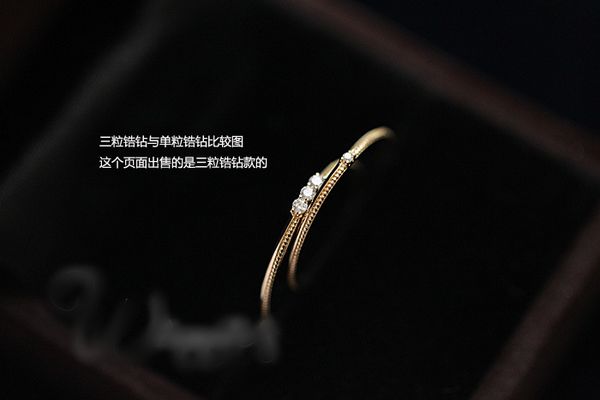 

women in europe and the classic contracted design silver gold rose gold white gold roundles inlay zircon fold wear anniversary ring, Golden;silver