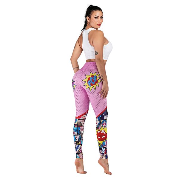 

svokor women leggings fashion high waist cartoon 3d printing fitness leggings autumn polyester casual pants women, Black